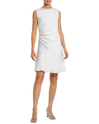 Mac Duggal Rhinestone Neckline Draped Mini Dress