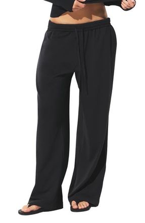 SKIMS Cotton Blend Jersey Wide Leg Pants in Soot at Nordstrom, Size X-Small