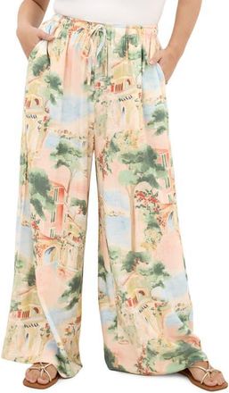 City Chic Halle Print Pants in Sardinia at Nordstrom, Size Xxxs