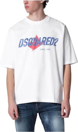 Dsquared2 T-Shirts, male, White, Size: L Rider Loose Fit T-Shirt