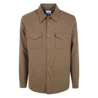 Aspesi Doppia Shirt - Heren - Overhemden - Bruin - Maat: XL Wol