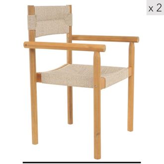Nordlys Set 2 sillas de jardin en madera de acacia y corda