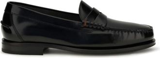 Santoni Black Leather Loafers