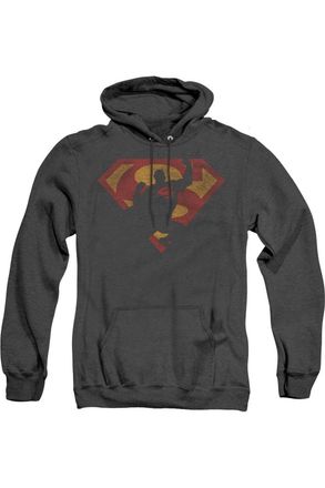 Gildan Superman S Shield Knockout Adult Heather Hoodie / Hooded Sweatshirt