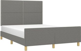 vidaXL Cama Sin Colch&oacute;n Tela Gris Oscuro 140x190 Cm Vidaxl
