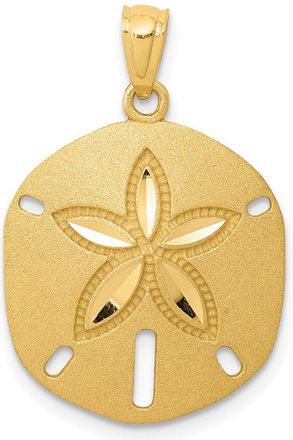 Diamond2Deal 14k Yellow Gold Satin Diamond-cut Sand Dollar Pendant