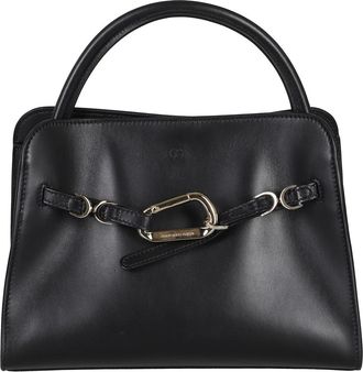Francesco Biasia Black Leather Shoulder Bag with Unique Design