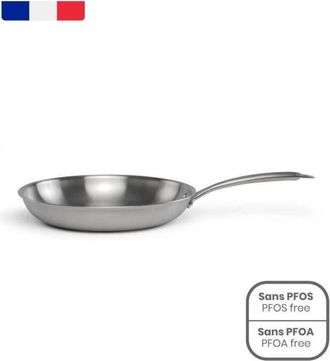 Livoo Brigade - Poele En Acier Inoxydable 20 Cm - Livoo - Mep157 - Acier Inoxydable Triply - Tous Feux Dont Induction - Made In France