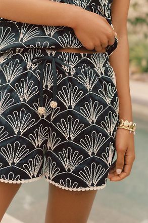 English Factory Embroidered Drawstring Shorts