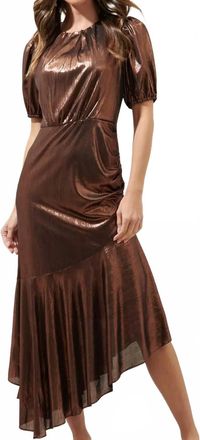 Sugarlips Asymmetrical Maxi Dress In Copper