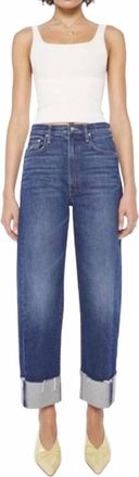 Mother Ankle Cuff Fray Jeans In Blue