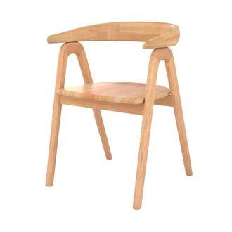 Rendez-Vous D&eacute;co Silla de madera de caucho clara con reposabrazos