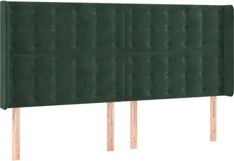 vidaXL Cabecero Con Orejas De Terciopelo Verde Oscuro 163x16x118/128cm Vidaxl