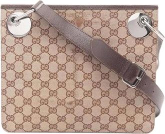 Gucci Pre-owned Cross Body Bags, female, Brown, Size: ONE SIZE Pre-owned Vintage Canvas Shoulder Bag