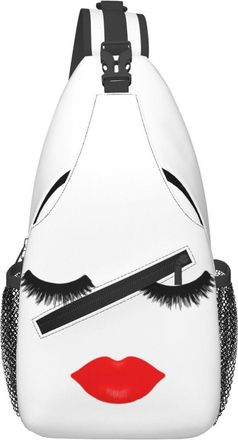 Generic Black Eyelashes Lashes Red Nice Lips Shoulder Bag Trendy Chest Bag Anti Theft Backpack For Camping Men Workout