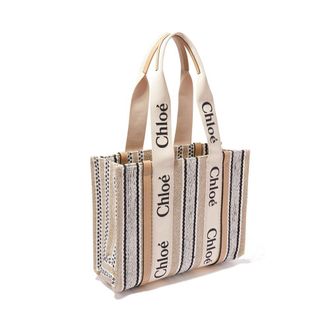 Chlo&eacute; Womens Linen With Logo Ribbon Tote Beige