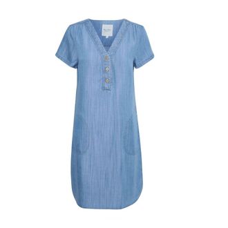 Part Two Blue Denim Dress with V-Neck - female - Part Two - Short Dresses - Blue - XS - Dresses