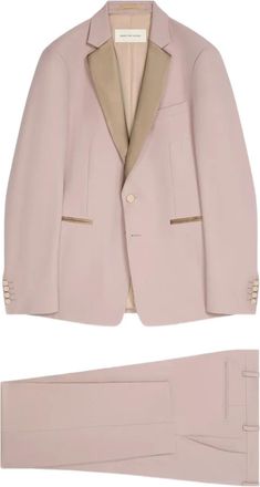 Dries Van Noten Completo in lana con revers in raso - Rosa