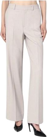 Victoria Beckham High-Waisted Wide-Leg Broeken - Dames - Wijde Broeken - Grijs - 2XS - Wol - Broeken