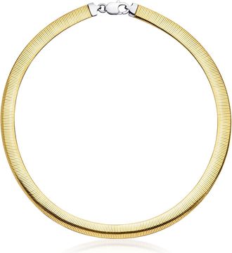 Ross-Simons Italian 8mm Silver and 14kt Gold-Plated Reversible Omega Necklace