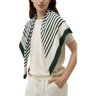LilySilk Mid-Century Pattern Silk Scarf in Lily White at Nordstrom