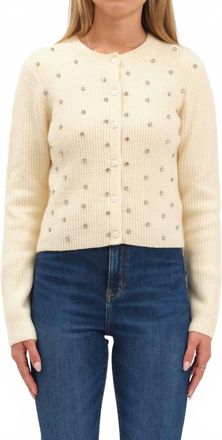 Daze Muse Embellished Cardigan In Ivory