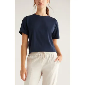 Zella New Take Crewneck T-Shirt in Navy Sapphire at Nordstrom, Size Xx-Large