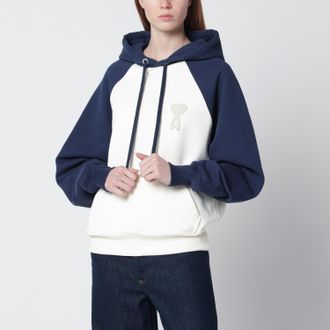Ami Felpa con cappuccio Ami de Coeur crema/blu
