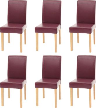 Hhg Hhg - Nunca Usado] Juego De 6 Sillas De Comedor Silla De Cocina Littau, Polipiel, Roja, Patas Claras
