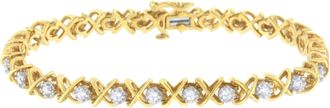 House of Brilliance 10K Yellow Gold Plated Sterling Silver 1 cttw Diamond Link Bracelet