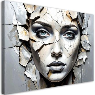 Feeby Cuadro En Lienzo Retrato De Mujer Hormig&oacute;n Glamour 100x70