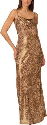 Adrianna Papell Printed Chiffon Long Dress