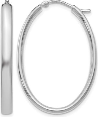Diamond2Deal Sterling Silver Polished Oval Hoop Earrings