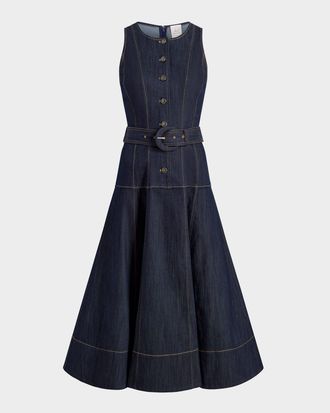 Cinq &agrave; Sept Margaret Sleeveless Denim Midi Dress