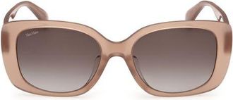 Max Mara 55mm Rectangular Sunglasses in Shiny Beige/gradient Brown at Nordstrom