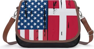 Generic Dermark USA Flag Crossbody Bag Womens Handbag PU Message Bags Shoulder Purse with Adjustable Strap