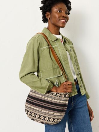 Fat Face FatFace Evalie Black Woven Crossbody Bag