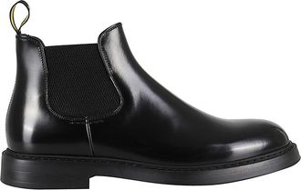 Doucal's Black Beatles Horse Glossy Leather Ankle Boots