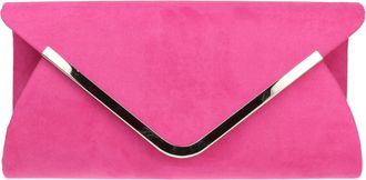 Girly HandBags Womens Envelope Faux Suede Clutch Bag (Fuchsia)