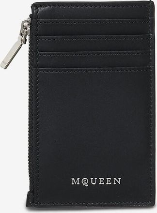 Alexander McQueen Glattleder-Kartenetui mit Reissverschluss Skull