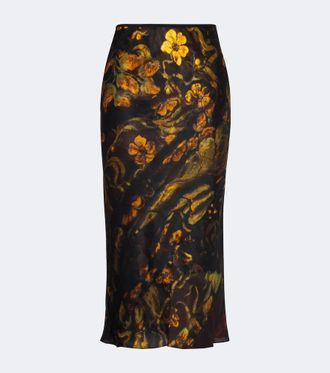 Dries Van Noten Floral silk satin slip skirt