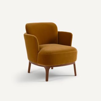 AM.PM Fauteuil van massief notenhout en fluweel, Jabote