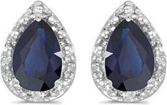 Allurez Pear Stud Earrings 14k in Blue Sapphire,white Gold at Nordstrom