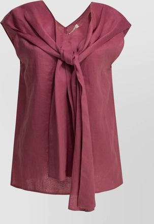 Max Mara draped v neck top tie detail