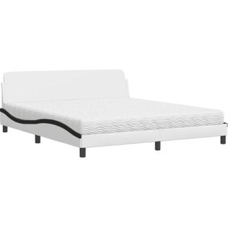 vidaXL Vidaxl - Cama Con Colch&oacute;n Cuero Sint&eacute;tico Blanco Y Negro 180x200 Cm