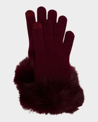 Sofiacashmere Touchscreen Cashmere & Faux Fur Gloves