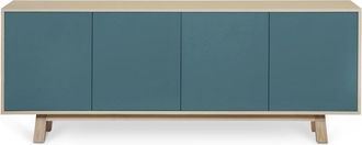 Mon Petit Meuble Français Aparador bajo de 4 puertas l.160 cm, fresno