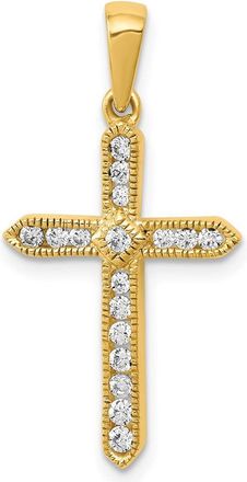 Diamond2Deal 14k Yellow Gold 1/4 carat Diamond Cross Pendant