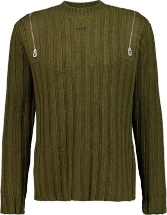 Off-white Maglione con zip - Verde