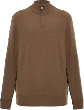 AllSaints Truien & Vesten, Heren, Bruin, XL, Wol, Kilburn Zip Funnel Sweater